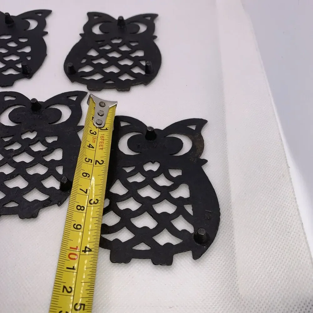 Lot of 5 Cast Iron Owl Trivets - Made In Taiwan
